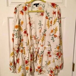 Torrid Peplum tie front Kimono Blouse